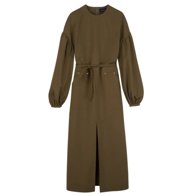 Khaki – Popeline-Kleid Khaki – Popeline-Kleid