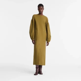 Khaki – Popeline-Kleid