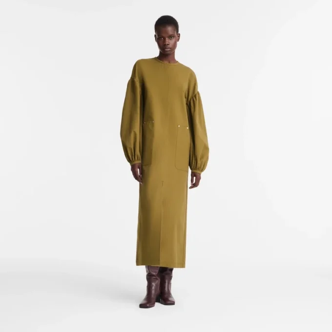 Khaki – Popeline-Kleid Khaki – Popeline-Kleid