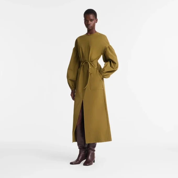 Khaki – Popeline-Kleid Khaki – Popeline-Kleid
