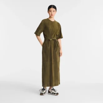 Langes Lederkleid