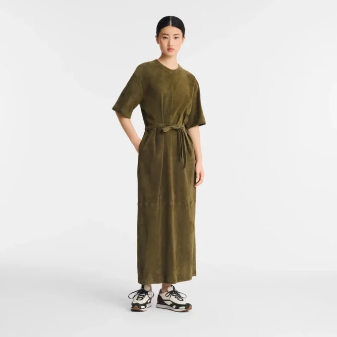 Langes Lederkleid