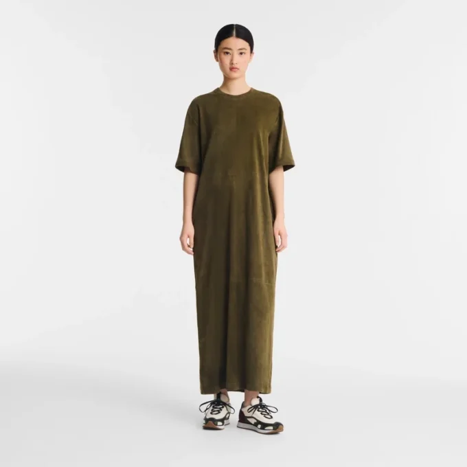 Langes Lederkleid