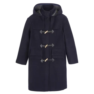 Marineblau – Dufflecoat aus doppelseitigem Wollstoff