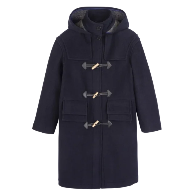 Marineblau – Dufflecoat aus doppelseitigem Wollstoff