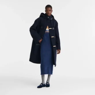 Marineblau – Dufflecoat aus doppelseitigem Wollstoff