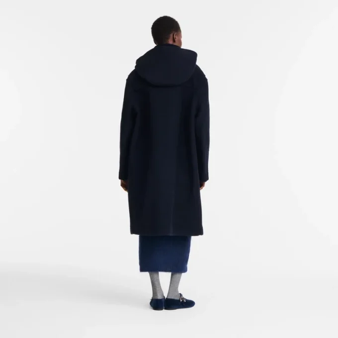 Marineblau – Dufflecoat aus doppelseitigem Wollstoff