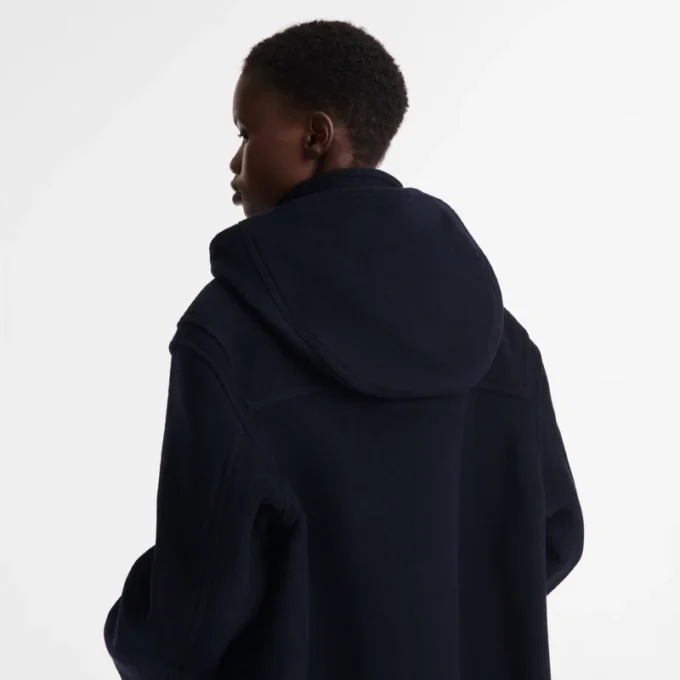 Marineblau – Dufflecoat aus doppelseitigem Wollstoff