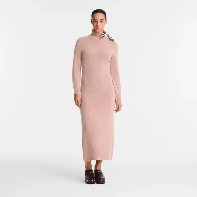 Pink Tea – Langes Strickkleid