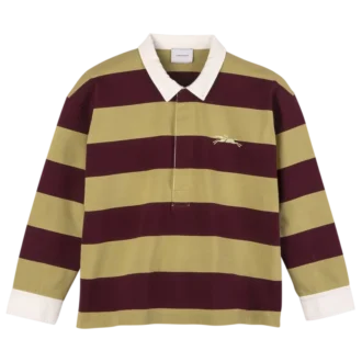 Pistazie/Burgunderrot – Gestreiftes Jersey-Poloshirt