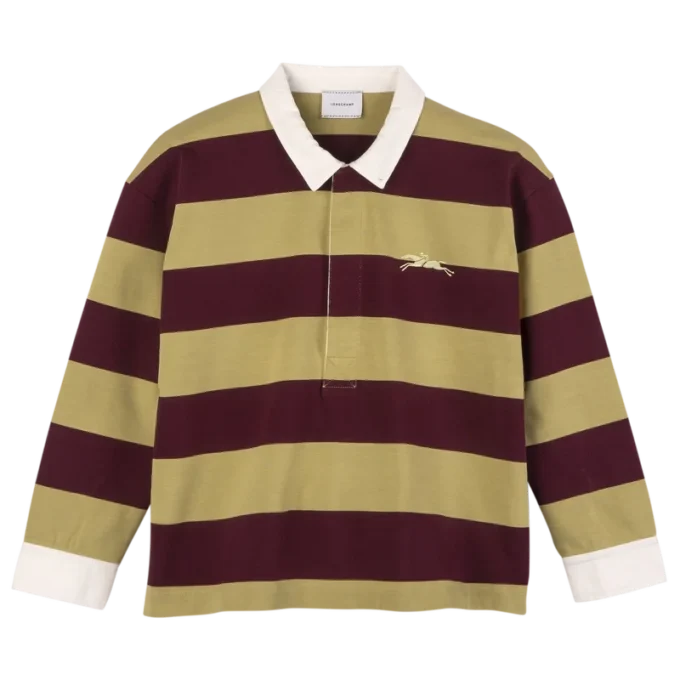 Pistazie/Burgunderrot – Gestreiftes Jersey-Poloshirt Pistazie/Burgunderrot – Gestreiftes Jersey-Poloshirt