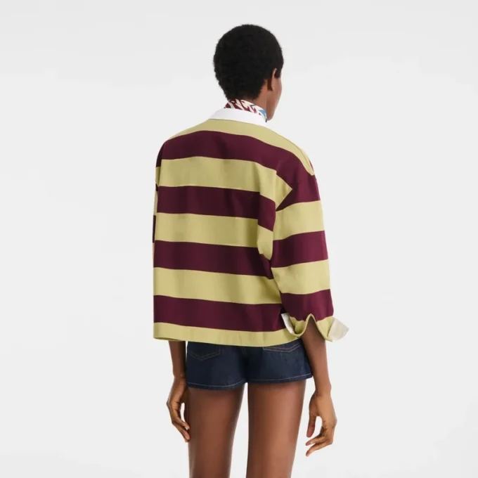 Pistazie/Burgunderrot – Gestreiftes Jersey-Poloshirt Pistazie/Burgunderrot – Gestreiftes Jersey-Poloshirt