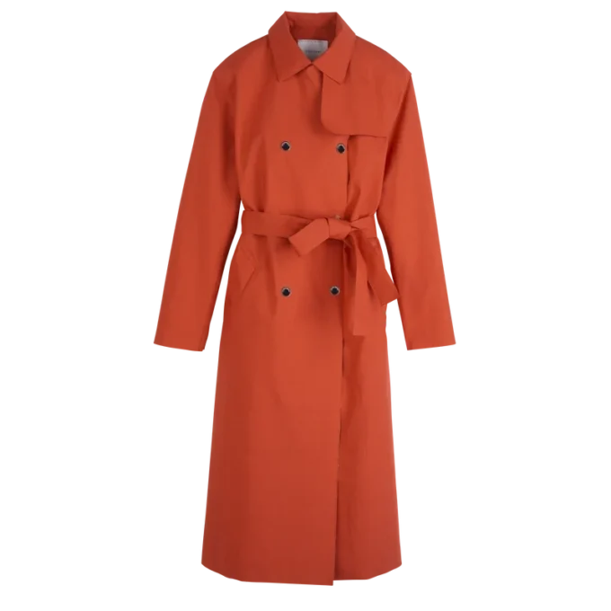 Rot – Wasserabweisender Trenchcoat aus technischem Canvas