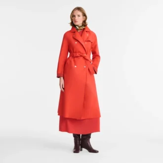 Rot – Wasserabweisender Trenchcoat aus technischem Canvas