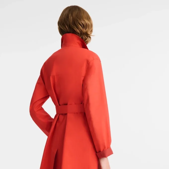 Rot – Wasserabweisender Trenchcoat aus technischem Canvas