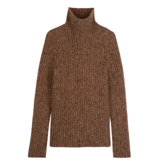 Schokoladenbraun – Strickpullover mit hohem Kragen