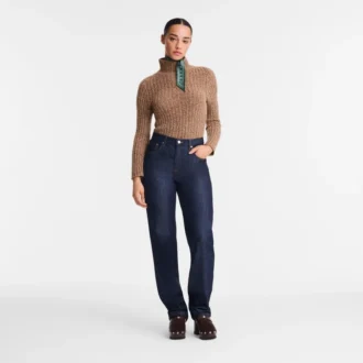 Schokoladenbraun – Strickpullover mit hohem Kragen