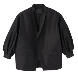 Schwarz – Kimonojacke aus technischem Taft