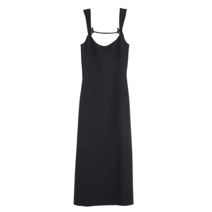 Schwarz – Langes Kleid aus Krepp Schwarz – Langes Kleid aus Krepp