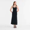 Schwarz – Langes Kleid aus Krepp Schwarz – Langes Kleid aus Krepp