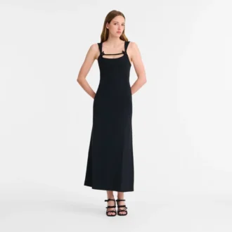 Schwarz – Langes Kleid aus Krepp