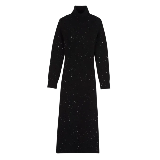 Schwarz – Langes Strickkleid Schwarz – Langes Strickkleid