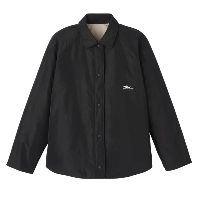 Schwarz/Papier – Technischer Taft Gepolsterte Blousonjacke