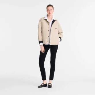 Schwarz/Papier – Technischer Taft Gepolsterte Blousonjacke