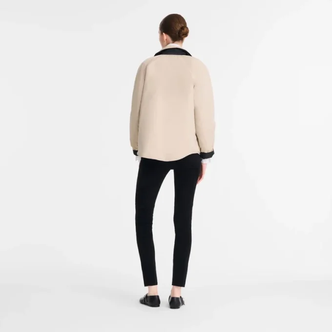 Schwarz/Papier – Technischer Taft Gepolsterte Blousonjacke