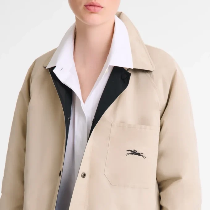 Schwarz/Papier – Technischer Taft Gepolsterte Blousonjacke