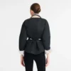 Schwarz/Papier – Technischer Taft Gepolsterte Blousonjacke