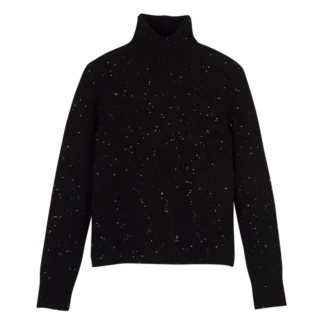 Schwarz – Strickpullover mit hohem Kragen
