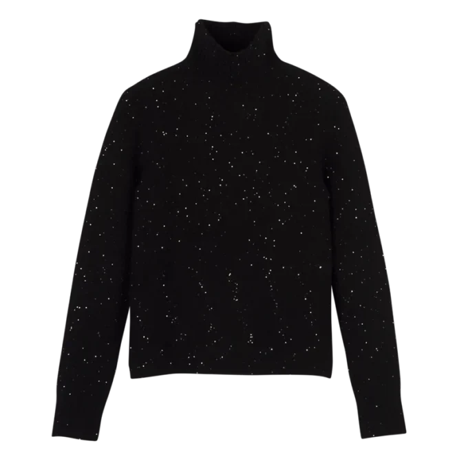 Schwarz – Strickpullover mit hohem Kragen Schwarz – Strickpullover mit hohem Kragen