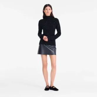 Schwarz – Strickpullover mit hohem Kragen