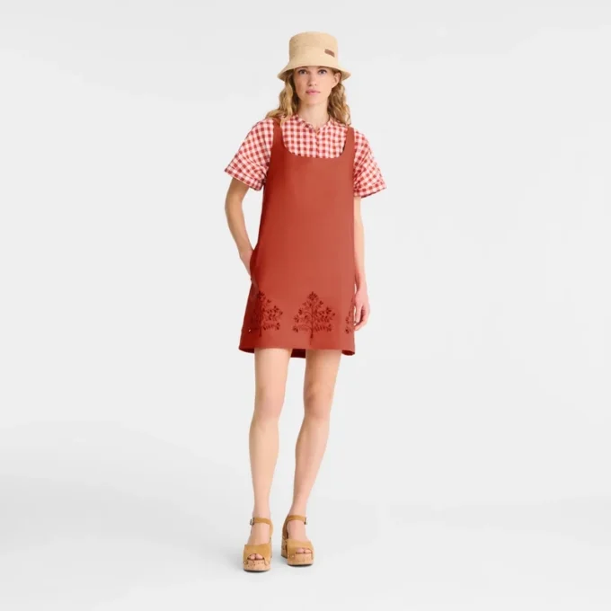 Tomato – Besticktes Canvas-Kleid