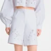 Weiß – Bermudashorts aus besticktem Gabardine Weiß – Bermudashorts aus besticktem Gabardine