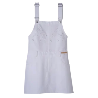 Weiß – Besticktes Gabardine-Kleid